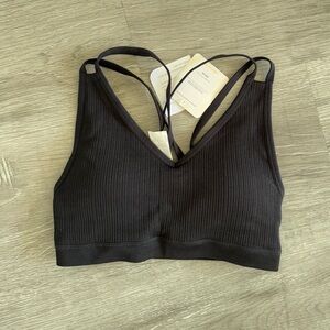NWT Fabletics Black Ribbed Sports Bra